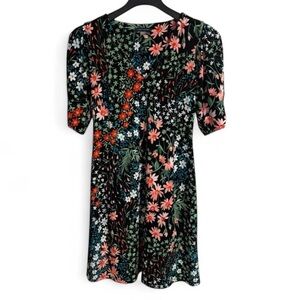TOMMY HILFIGER Black Multicolored Garden Path Half Sleeve Shift Dress Sz 6 $99